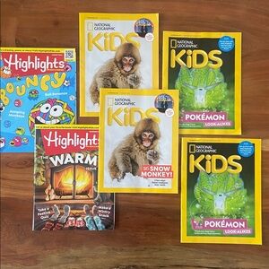 Highlights & National Geographic magazine bundle of 6 kids educational reading